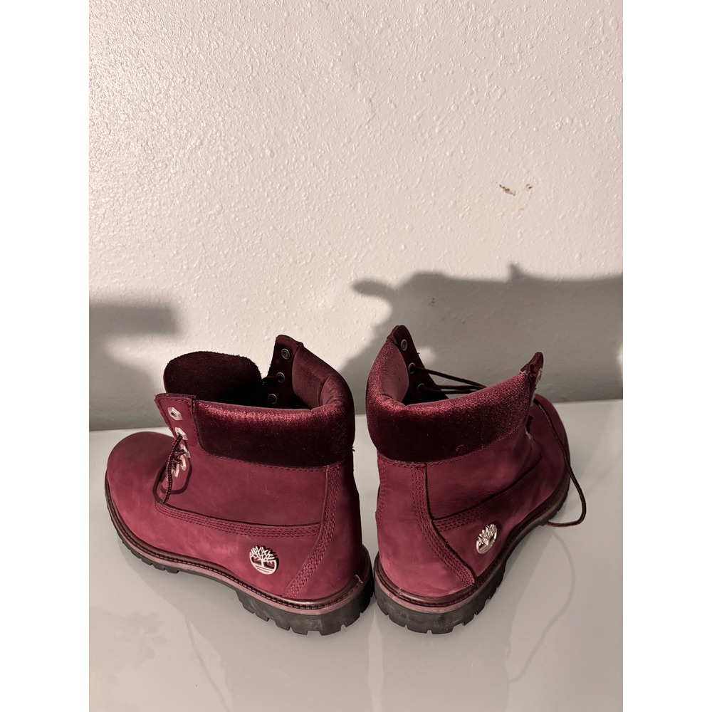 Timberland 6 Inch Premium Burgundy Nubuck Velvet Collar Boots A1KC1 Womens 10 - Picture 8 of 9